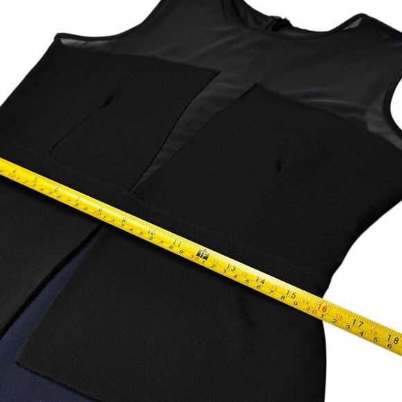 NWOT LRK Sheath Midi Dress Sz.8 Black Navy Peplum Structured Career Corporate - Picture 6 of 15